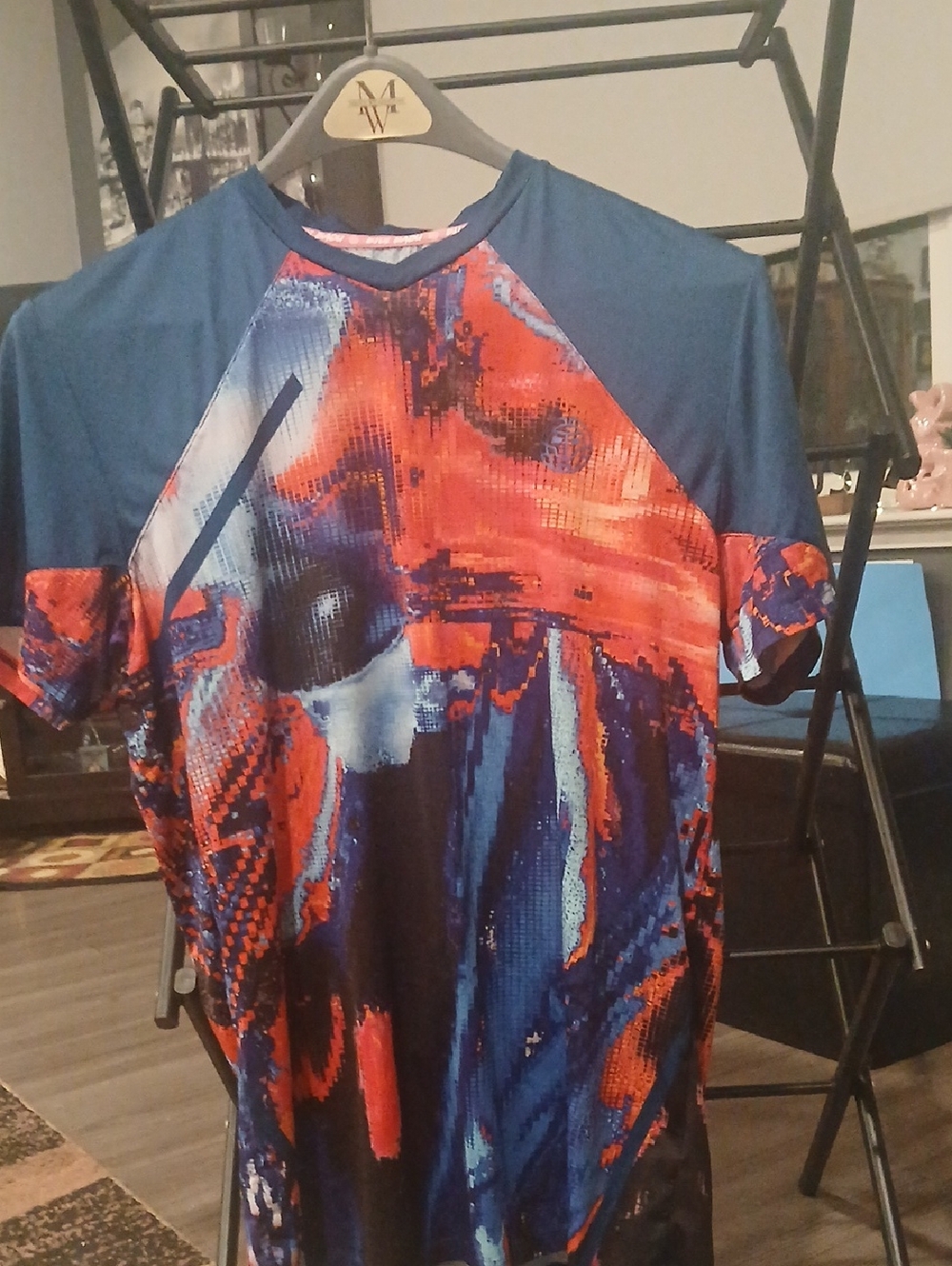 Men's Blue & Red Abstract Performance Tee